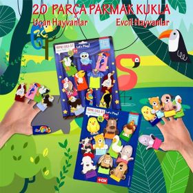 Tox Evcil Hayvanlar ve Uçan Hayvanlar T771 T222 2 Set 20 Parça Parmak Kukla