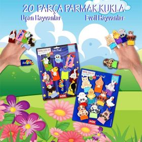 Tox Evcil Hayvanlar ve Uçan Hayvanlar T772 T222 2 Set 20 Parça Parmak Kukla