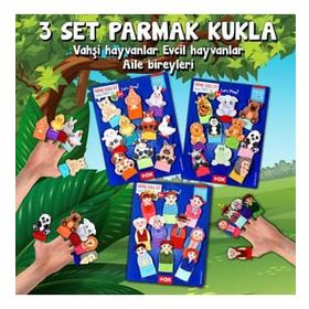Tox Evcil Vahşi Hayvanlar ve Aile Bireyleri T772 T782 T752 3 Set 30 Parça Parmak Kukla
