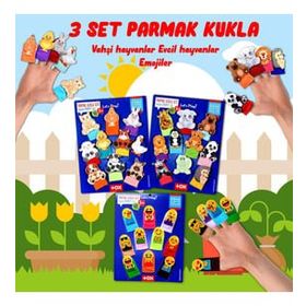 Tox Evcil Vahşi Hayvanlar ve Emojiler T772 T782 T106 3 Set 30 Parça Parmak Kukla