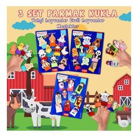Tox Evcil Vahşi Hayvanlar ve Meslekler T772 T782 T762 3 Set 30 Parça Parmak Kukla