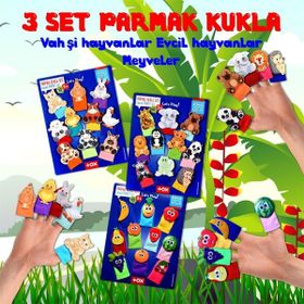 Tox Evcil Vahşi Hayvanlar ve Meyveler T771 T781 T105 3 Set 30 Parça Parmak Kukla