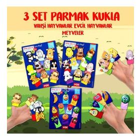 Tox Evcil Vahşi Hayvanlar ve Meyveler T771 T781 T105 3 Set 30 Parça Parmak Kukla