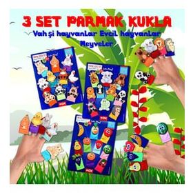 Tox Evcil Vahşi Hayvanlar ve Meyveler T772 T782 T105 3 Set 30 Parça Parmak Kukla