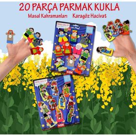 Tox Hacivat Karagöz ve Masal Kahramanları T224 T225 2 Set 20 Parça Parmak Kukla