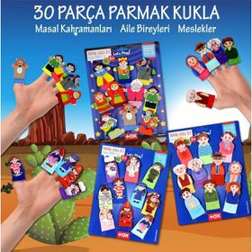 Tox Masal Kahramanları Aile Bireyleri ve Meslekler T225 T752 T762 3 Set 30 Parça Parmak Kukla