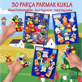 Tox Masal Kahramanları Evcil ve Vahşi Hayvanlar T225 T771 T781 3 Set 30 Parça Parmak Kukla
