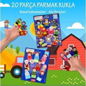 Tox Masal Kahramanları ve Aile Bireyleri T751 T225 2 Set 20 Parça Parmak Kukla
