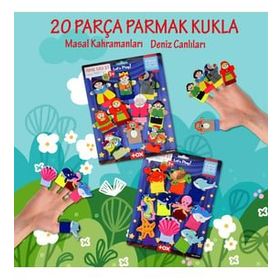 Tox Masal Kahramanları ve Deniz Canlıları T221 T225 2 Set 20 Parça Parmak Kukla