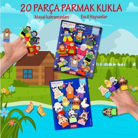 Tox Masal Kahramanları ve Evcil Hayvanlar T772 T225 2 Set 20 Parça Parmak Kukla