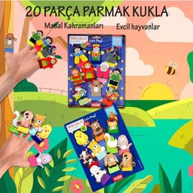 Tox Masal Kahramanları ve Evcil Hayvanlar T772 T225 2 Set 20 Parça Parmak Kukla