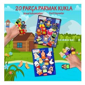 Tox Masal Kahramanları ve Evcil Hayvanlar T772 T225 2 Set 20 Parça Parmak Kukla