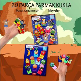 Tox Masal Kahramanları ve Meyveler T105 T225 2 Set 20 Parça Parmak Kukla