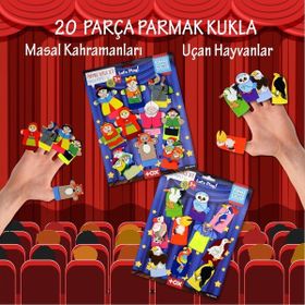 Tox Masal Kahramanları ve Uçan Hayvanlar T225 T222 2 Set 20 Parça Parmak Kukla