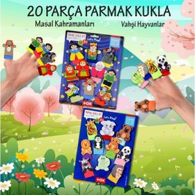 Tox Masal Kahramanları ve Vahşi Hayvanlar T782 T225 2 Set 20 Parça Parmak Kukla