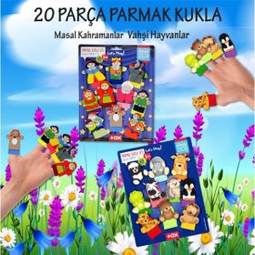 Tox Masal Kahramanları ve Vahşi Hayvanlar T782 T225 2 Set 20 Parça Parmak Kukla