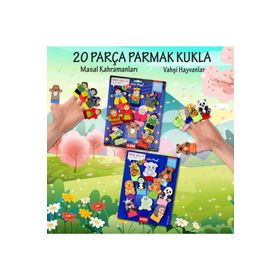Tox Masal Kahramanları ve Vahşi Hayvanlar T782 T225 2 Set 20 Parça Parmak Kukla