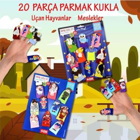 Tox Meslekler ve Uçan Hayvanlar T762 T222 2 Set 20 Parça Parmak Kukla