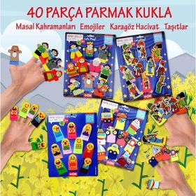 Tox T106 T181 T224 T225 Masal Kahramanları Emojiler Karagöz Hacivat ve Taşıtlar 4 Set 40 Parça Parmak Kukla