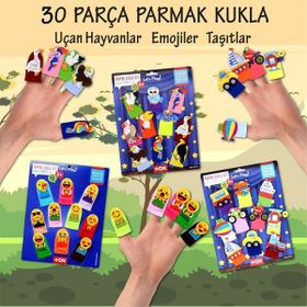 Tox T181 T106 T222 Taşıtlar Emojiler ve Uçan Hayvanlar 3 Set 30 Parça Parmak Kukla
