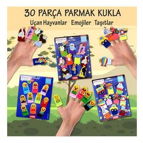 Tox T181 T106 T222 Taşıtlar Emojiler ve Uçan Hayvanlar 3 Set 30 Parça Parmak Kukla