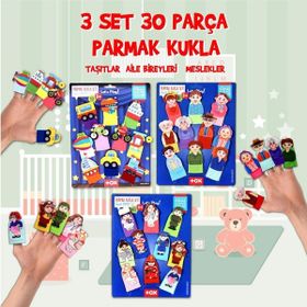 Tox T181 T751 T761 Taşıtlar Aile Bireyleri ve Meslekler 3 Set 30 Parça Parmak Kukla
