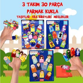 Tox T181 T751 T761 Taşıtlar Aile Bireyleri ve Meslekler 3 Set 30 Parça Parmak Kukla