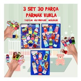 Tox T181 T752 T762 Taşıtlar Aile Bireyleri ve Meslekler 3 Set 30 Parça Parmak Kukla