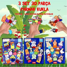 Tox T181 T772 T782 Taşıtlar Evcil ve Vahşi Hayvanlar 3 Set 30 Parça Parmak Kukla