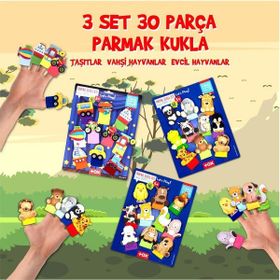 Tox T181 T772 T782 Taşıtlar Evcil ve Vahşi Hayvanlar 3 Set 30 Parça Parmak Kukla