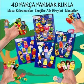 Tox T225 T106 T751 T761 Masal Kahramanları Aile Bireyleri Meslekler ve Emojiler 4 Set 40 Parça Parmak Kukla
