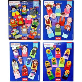 Tox T225 T106 T751 T761 Masal Kahramanları Aile Bireyleri Meslekler ve Emojiler 4 Set 40 Parça Parmak Kukla