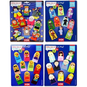 Tox T225 T106 T752 T762 Masal Kahramanları Aile Bireyleri Meslekler ve Emojiler 4 Set 40 Parça Parmak Kukla