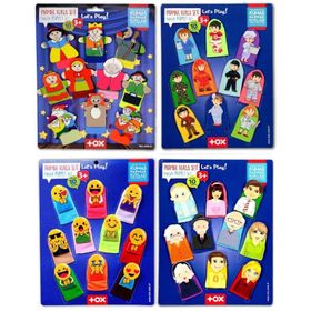 Tox T225 T106 T752 T762 Masal Kahramanları Aile Bireyleri Meslekler ve Emojiler 4 Set 40 Parça Parmak Kukla