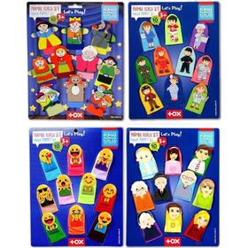 Tox T225 T106 T752 T762 Masal Kahramanları Aile Bireyleri Meslekler ve Emojiler 4 Set 40 Parça Parmak Kukla