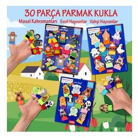 Tox T225 T772 T782 Masal Kahramanları Vahşi ve Evcil Hayvanlar 3 Set 30 Parça Parmak Kukla