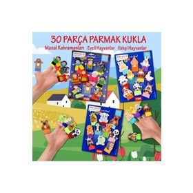 Tox T225 T772 T782 Masal Kahramanları Vahşi ve Evcil Hayvanlar 3 Set 30 Parça Parmak Kukla