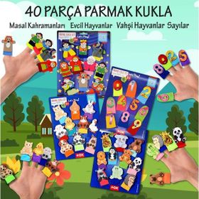 Tox T225 T772 T782 T64 Masal Kahramanları Rakamlar Evcil ve Vahşi Hayvanlar 4 Set 40 Parça Parmak Kukla