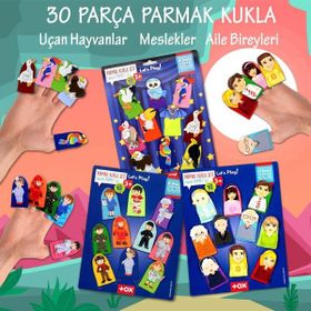 Tox T751 T761 T222 Meslekler Aile Bireyleri ve Uçan Hayvanlar 3 Set 30 Parça Parmak Kukla