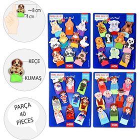 Tox T771 T781 T761 T751 Meslekler Aile Bireyleri Evcil ve Vahşi Hayvanlar 4 Set 40 Parça Parmak Kukla