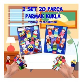 Tox Taşıtlar ve Aile Bireyleri T752 T181 2 Set 20 Parça Parmak Kukla