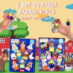 Tox Taşıtlar ve Evcil Hayvanlar T772 T181 2 Set 20 Parça Parmak Kukla