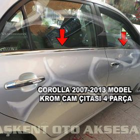 Toyota Corolla 2007-2013 Paslanmaz Çelik 4 Parça Krom Cam Çıtası
