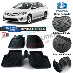 Toyota Corolla 2007-2013 Siyah 3D Havuzlu Paspas