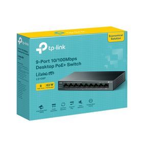 TP-Link LS109P Green Tech 8 Port Megabit Poe 63W 1 Port Uplink Long Range 250 mt Yönetilemez Metal Kasalı Switch