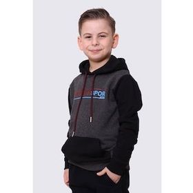 Trabzonspor Baskılı Kapişonlu Siyah Sweat