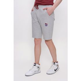 Trabzonspor Logo Nakışlı Gri Şort