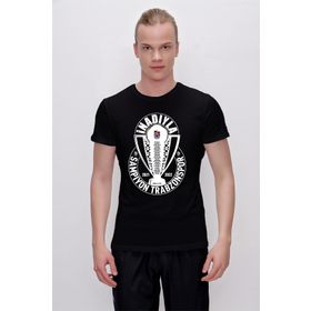 Trabzonspor Şampiyonluk Kupa Baskılı Beyaz T-Shirt