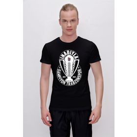 Trabzonspor Şampiyonluk Kupa Baskılı Beyaz T-Shirt