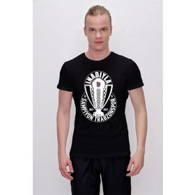 Trabzonspor Şampiyonluk Kupa Baskılı Beyaz T-Shirt